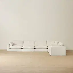 Macie Lite Chiffon White Fabric Modular Corner Sofa