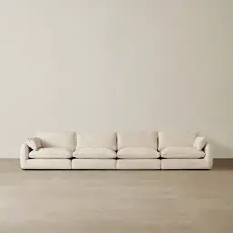 Macie Lite Cream Oatmeal Fabric 4 Pieces Modular Sofa