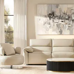 Arlington Almond Cream Leather 2 Pieces Modular Dual Electric Recliner