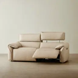 Arlington Almond Cream Leather 2 Pieces Modular Dual Electric Recliner