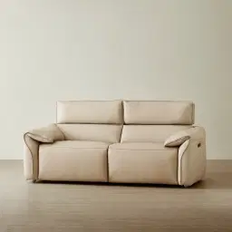 Arlington Almond Cream Leather 2 Pieces Modular Dual Electric Recliner