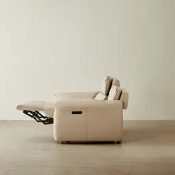 Arlington Almond Cream Leather 2 Pieces Modular Dual Electric Recliner