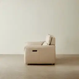 Arlington Almond Cream Leather 2 Pieces Modular Dual Electric Recliner