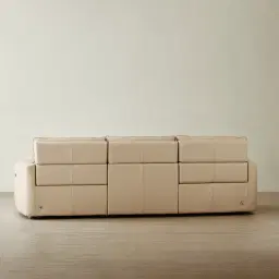 Arlington Almond Cream Leather 3 Pieces Modular Dual Electric Recliner