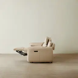 Arlington Almond Cream Leather 3 Pieces Modular Dual Electric Recliner