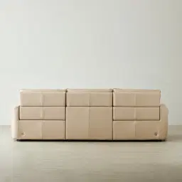 Arlington Almond Cream Leather 3 Pieces Modular Dual Electric Recliner