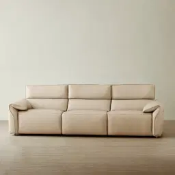 Arlington Almond Cream Leather 3 Pieces Modular Dual Electric Recliner