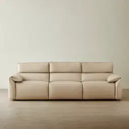 Arlington Almond Cream Leather 3 Pieces Modular Dual Electric Recliner