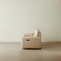 Arlington Almond Cream Leather 3 Pieces Modular Dual Electric Recliner