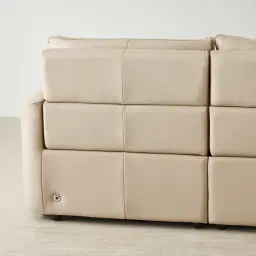 Arlington Almond Cream Leather 3 Pieces Modular Dual Electric Recliner