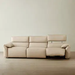 Arlington Almond Cream Leather 3 Pieces Modular Dual Electric Recliner