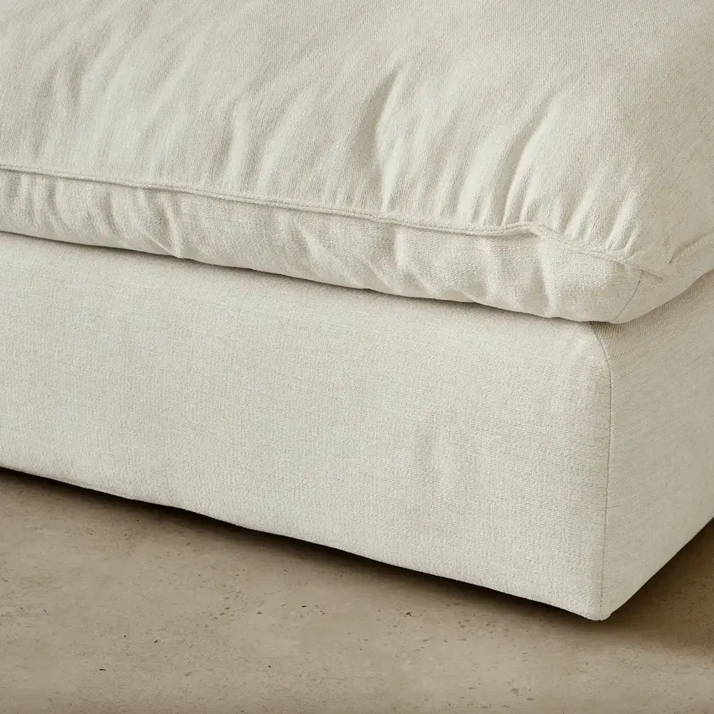 Macie Chiffon White Fabric 2 Pieces Modular Sofa