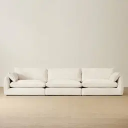 Macie Chiffon White Fabric 3 Pieces Modular Sofa