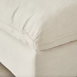 Macie Chiffon White Fabric Modular Corner Sofa with Ottoman