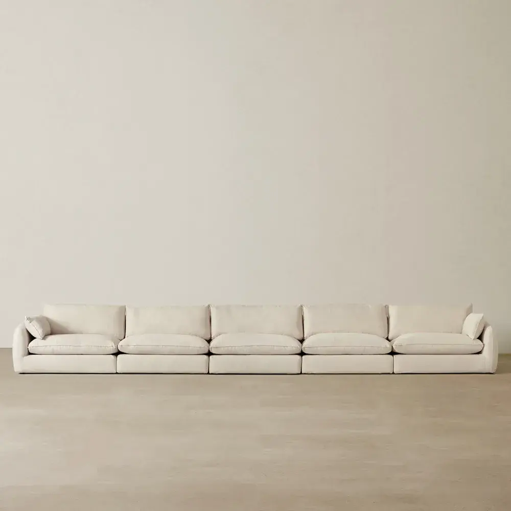 Macie Cream Oatmeal Fabric 5 Pieces Modular Sofa