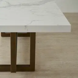 Grayson Brushed Bronze Rectangular Dining Table with Statuario White Sintered Stone Top - 240x105cm