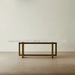 Grayson Brushed Bronze Rectangular Dining Table with Statuario White Sintered Stone Top - 240x105cm