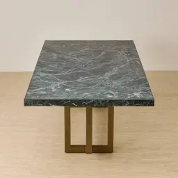 Grayson Brushed Bronze Rectangular Dining Table with Emerald Green Sintered Stone Top - 240x105cm