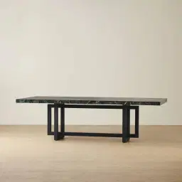 Grayson Matte Black Rectangular Dining Table with Matte Emerald Green Sintered Stone Top - 240x105cm