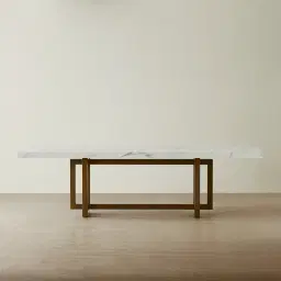 Grayson Brushed Bronze Rectangular Dining Table with Statuario White Sintered Stone Top - 268x118cm