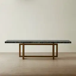 Grayson Brushed Bronze Rectangular Dining Table with Emerald Green Sintered Stone Top - 268x118cm