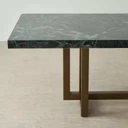 Grayson Brushed Bronze Rectangular Dining Table with Emerald Green Sintered Stone Top - 268x118cm