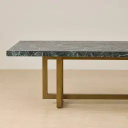 Grayson Brushed Bronze Rectangular Dining Table with Emerald Green Sintered Stone Top - 268x118cm