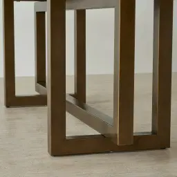 Grayson Brushed Bronze Rectangular Dining Table with Emerald Green Sintered Stone Top - 268x118cm