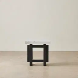 Grayson Matte Black Side Table with Statuario White Sintered Stone Top