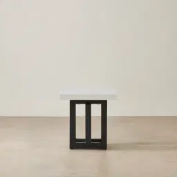 Grayson Matte Black Side Table with Statuario White Sintered Stone Top