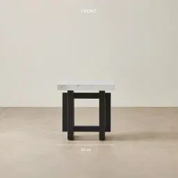 Grayson Matte Black Side Table with Statuario White Sintered Stone Top