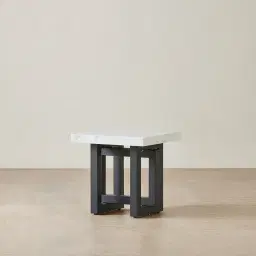 Grayson Matte Black Side Table with Statuario White Sintered Stone Top
