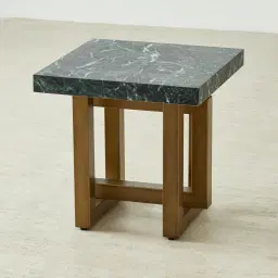 Grayson Brushed Bronze Side Table with Emerald Green Sintered Stone Top