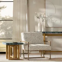 Grayson Brushed Bronze Side Table with Emerald Green Sintered Stone Top