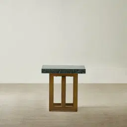 Grayson Brushed Bronze Side Table with Emerald Green Sintered Stone Top