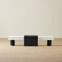 Grayson Matte Black Entertainment Unit with Statuario White Sintered Stone Top