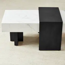 Grayson Matte Black Entertainment Unit with Statuario White Sintered Stone Top