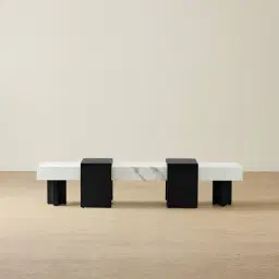 Grayson Matte Black Entertainment Unit with Statuario White Sintered Stone Top