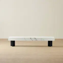 Grayson Matte Black Entertainment Unit with Statuario White Sintered Stone Top