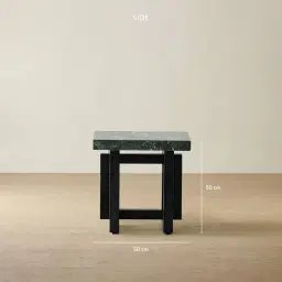 Grayson Matte Black Side Table with Matte Emerald Green Sintered Stone Top