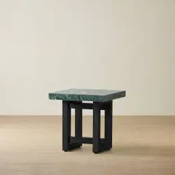 Grayson Matte Black Side Table with Emerald Green Sintered Stone Top
