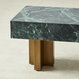 Grayson Brushed Bronze Entertainment Unit with Emerald Green Sintered Stone Top