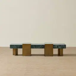 Grayson Brushed Bronze Entertainment Unit with Emerald Green Sintered Stone Top