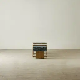 Grayson Brushed Bronze Entertainment Unit with Emerald Green Sintered Stone Top