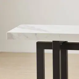 Grayson Matte Black Console Table with Statuario White Sintered Stone Top