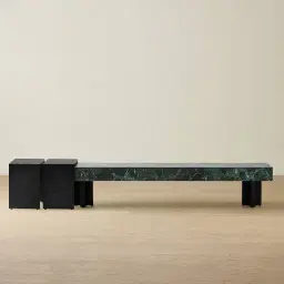 Grayson Matte Black Entertainment Unit with Emerald Green Sintered Stone Top