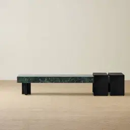Grayson Matte Black Entertainment Unit with Emerald Green Sintered Stone Top