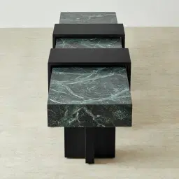 Grayson Matte Black Entertainment Unit with Emerald Green Sintered Stone Top