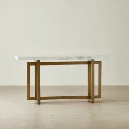 Grayson Brushed Bronze Console Table with Statuario White Sintered Stone Top