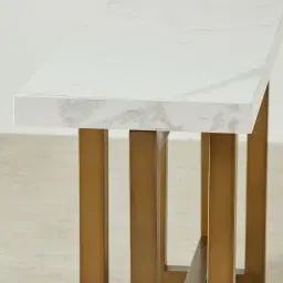 Grayson Brushed Bronze Console Table with Statuario White Sintered Stone Top